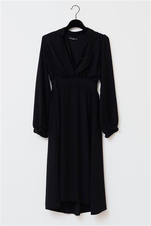 Lafaba Kadın Siyah Kruvaze Büzgülü Elbise