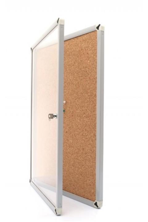 AKYAZI Ince Çerçeve Camekanlı Mantar Pano\t60x90