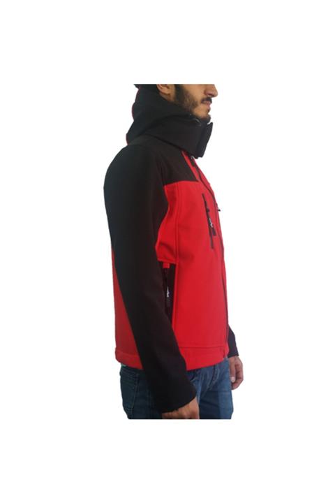 Lemigo Erkek Kapşonlu Mont Kırmızı-siyah Xxl