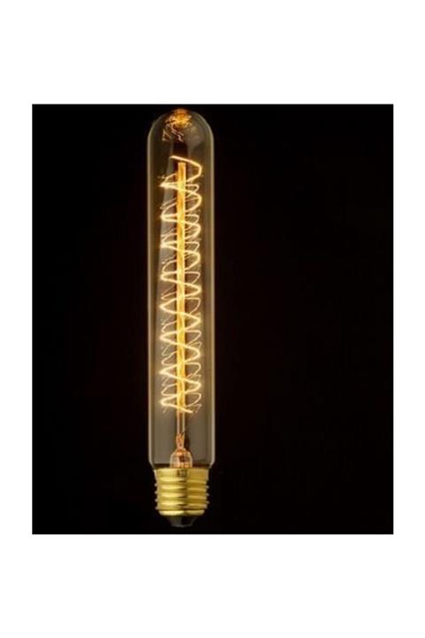 marketcik Edison Flemanlı Dekoratif Rustik Ampul 40 Watt E27 Duy, 22cm Kıvrık Tüp Ampul Modeli