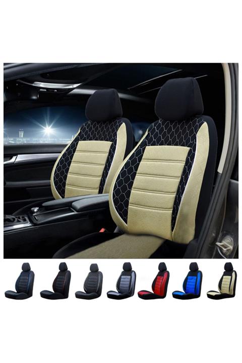 SMRAUTOACCESSORY Fiat Panda uyumlu  Bej-siyah Oto Koltuk Kilifi Gof