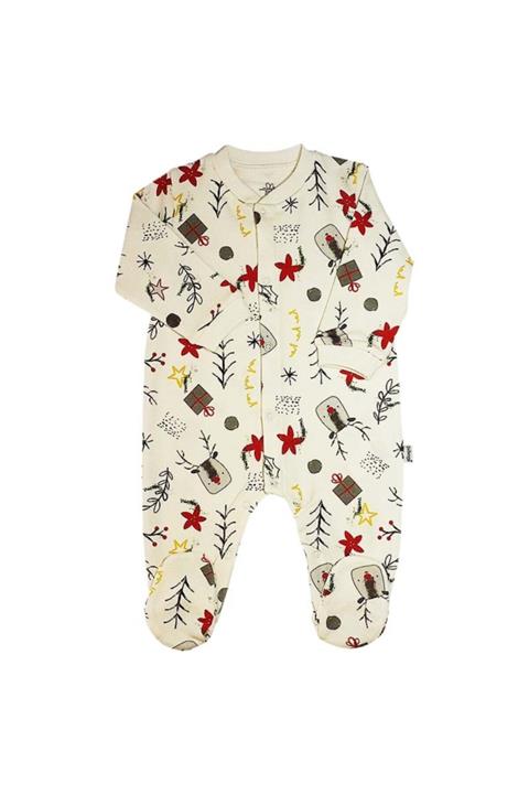 Bebengo Geyikli Bebek Tulumu - Patikli - Ekru - 68 Cm