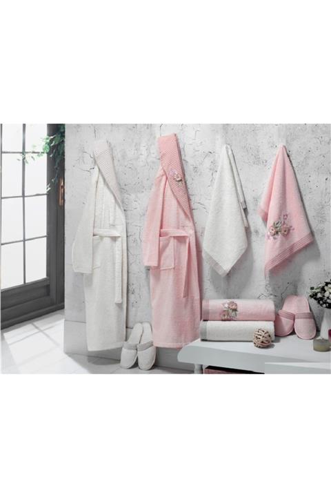 Cotton Box 3d Nakışlı Bambu Aile Bornoz Seti