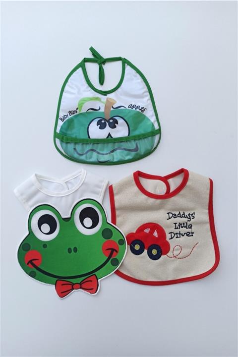 Özgül 3 Adet Erkek Bebek Desenli Su Geçirmez Önlük
