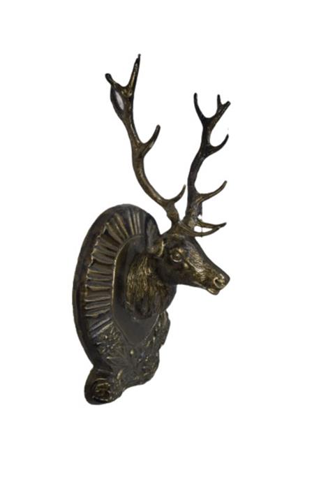 Mika Pazar Geyik Kafası Duvar Süsü 32 Cm. Alüminyum Döküm El Yapımı