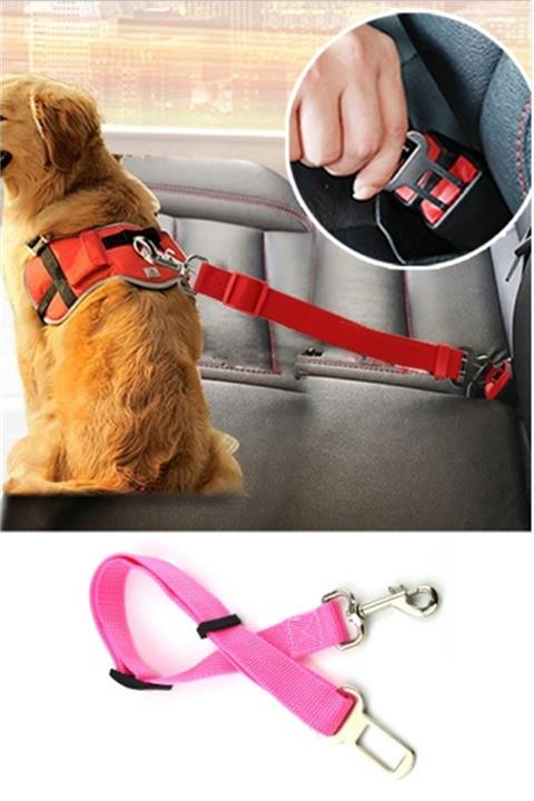 İndirimKap Evcil Hayvan Araç Emniyet Kemeri Kedi Köpek Araba Oto Tasması Oto Aksesuarı Kedi Köpek Pembe