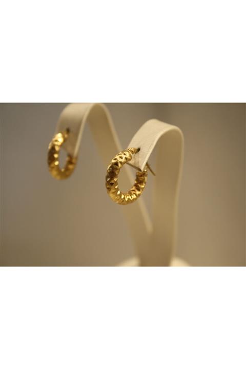 Yenigün Kuyumculuk 14 Ayar Altın Bombe Model Işıltılı Kadın Halka Küpe