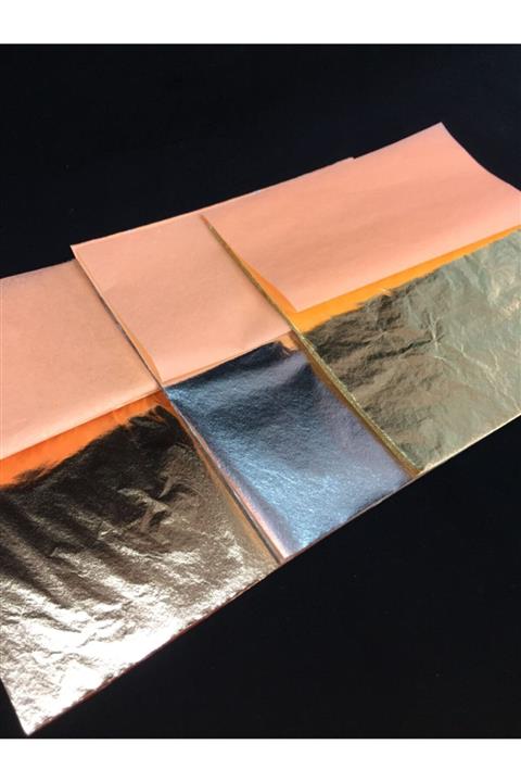 CRAFT HOBİ Yaprak Varak Gümüş Altın Bakır 25 Şerli 14 x 14 cm