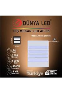 DÜNYA LED Hs.2451/3-b 24w Beyaz Dış Mekan Duvar Aplik 3000k Günışığı