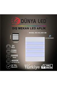 DÜNYA LED Hs.2451/2-b 24 w Beyaz Dış Mekan Duvar Aplik 4000k Ilık Beyaz Işık