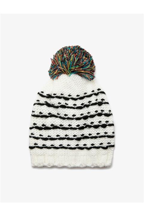 Koton Kadın Beyaz Ponpon Detaylı Bere 9KAL56301AA