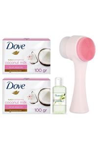 Dove Yüz Temizleme Fırçası, Kolonya 35ml, Hindistan Cevizli Sabun 100gr 2ad