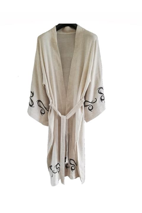 noyin Siyah Baskı Kimono-kaftan