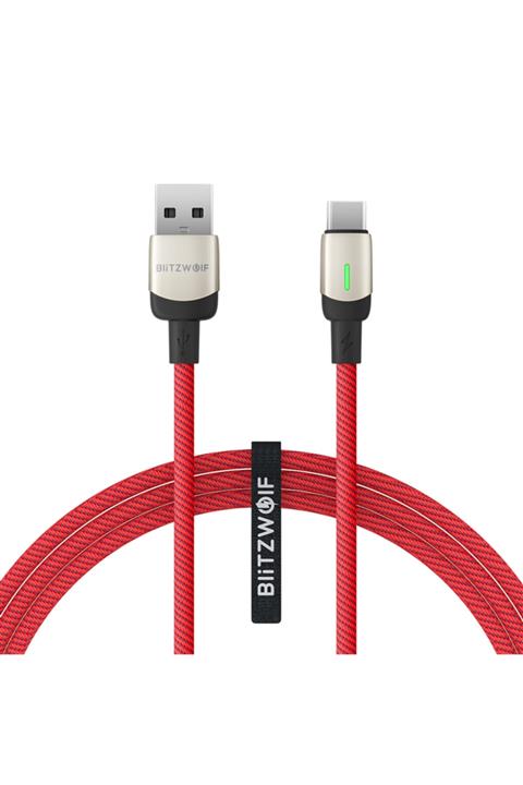 BlitzWolf Bw-tc21 Type-c 3a Led Göstergeli Örgülü Kablo Hızlı Şarj Veri Kablosu - 2m - 6ft - Kablo Düzenleyici
