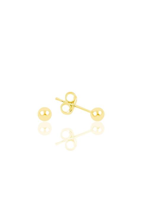 Söğütlü Silver Gümüş 4 Mm Altın Rengi Top Küpe