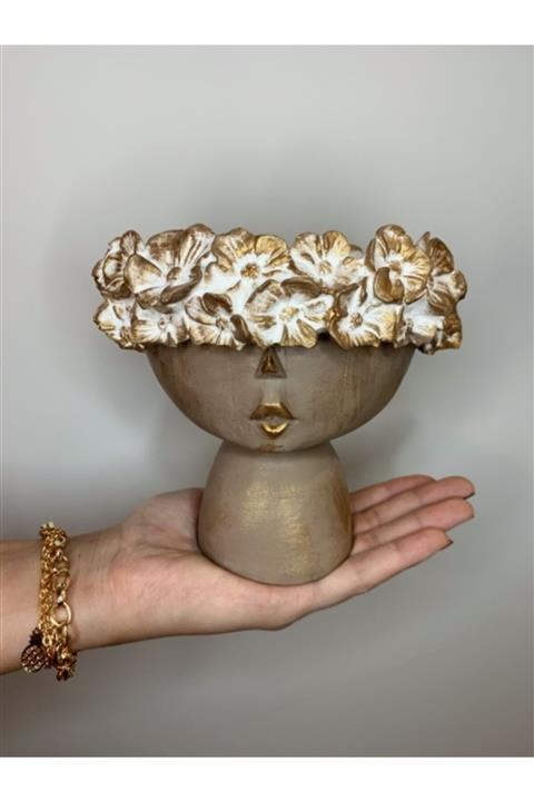 SemArt Home Çiçekli Kız Beton Saksı