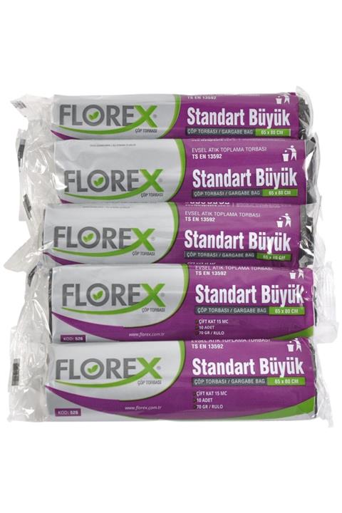 Florex 7 Adet Standart Buyuk Çöp Torbası 65*80 80gr 10 Lu Kod:526