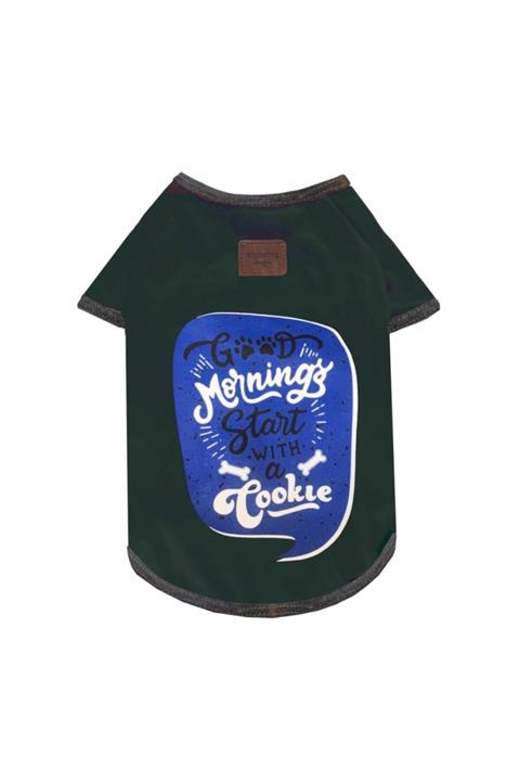 Alphadog Design Good Morning Start With A Cookie Köpek T-shirt Yeşil