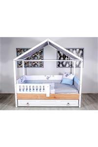 Mini Baby Aqua Mavi Montesori Bebek Uyku Seti 90x190 Ve 100x200 Ölçü