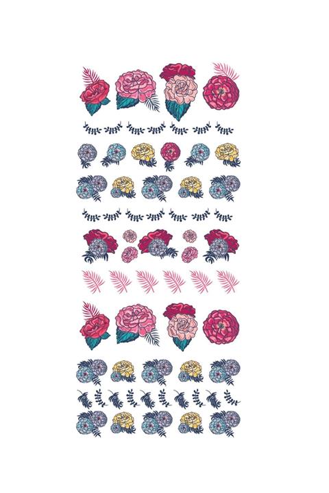 Flash Tattoos® Pembe Çiçek Tırnak Dövmesi