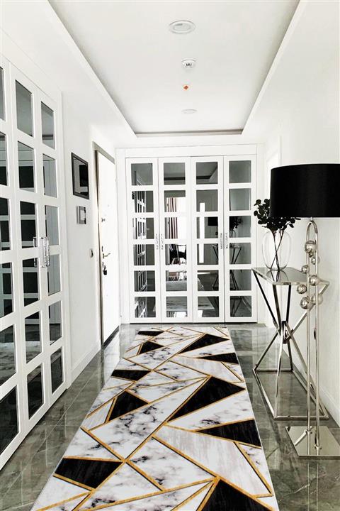 Hera Connsept Hera Consept Kaymaz Tabanlı Kesme Rulo Halı Yolluk Altın Oran Desen