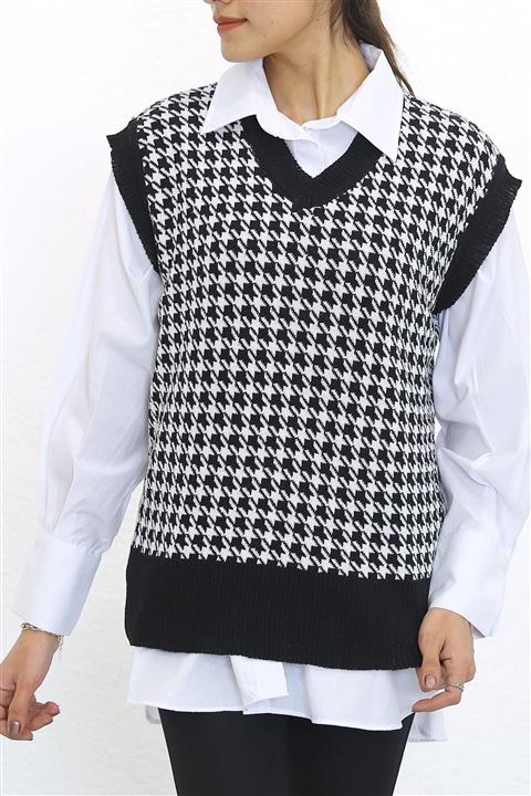 LOTUS BUTİK Kazayağı Süveter Siyah 8303.1319.