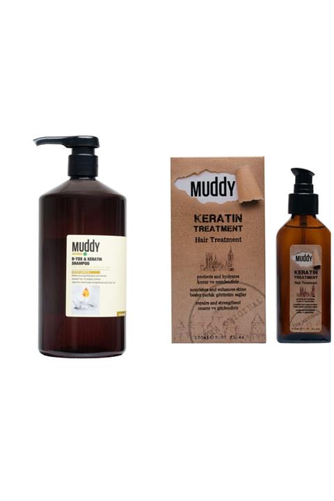 Muddy Aşırı Yıpranmış Saçlara B-tox&keratın Shampoo 1000 Ml Ve Onarıcı Keratın Yağı 100 Ml