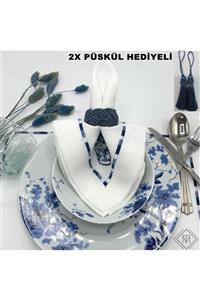miraç tekstil Peçete Yüzük Halkası Hasır 6'lı Set Petrol Mavisi