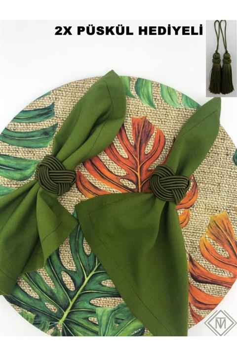 miraç tekstil Peçete Yüzük Halkası Burgulu 6'lı Set Haki Yeşili