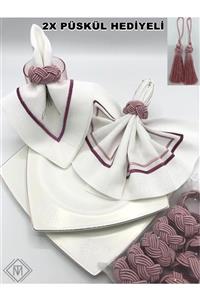 miraç tekstil Peçete Yüzük Halkası Hasır 6'lı Set Pudra