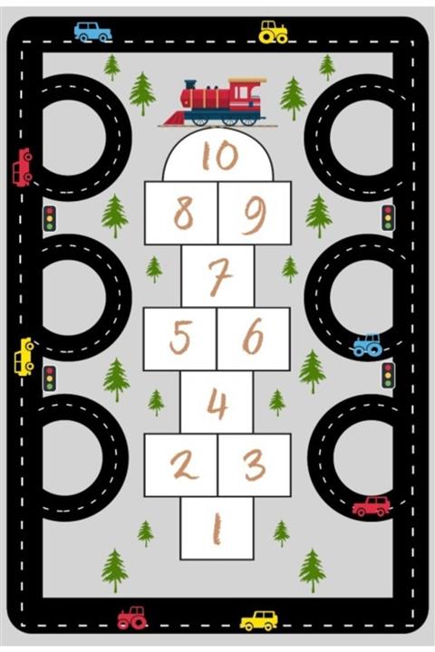 Jungle Halı Seksekli Siyah Şeritli Trafikli Halı