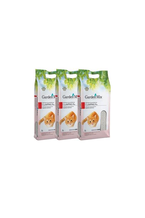 Gardenmix Bentonit Parfümsüz Ince Taneli Kedi Kumu 5 Lt X 3 Paket