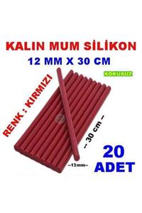 zimak 20 Adet Mum Silikon - Kırmızı Kalın Silikon - Renkli Mum Silikon 12mm X 30 Cm