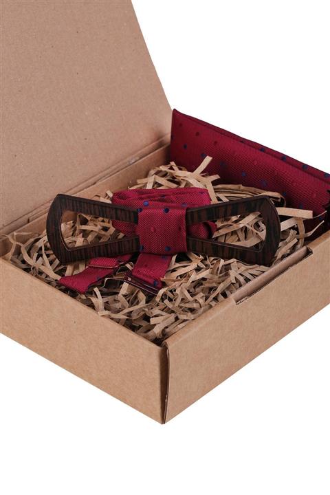 Kravatkolik Bordo Ahşap Papyon Ahp362