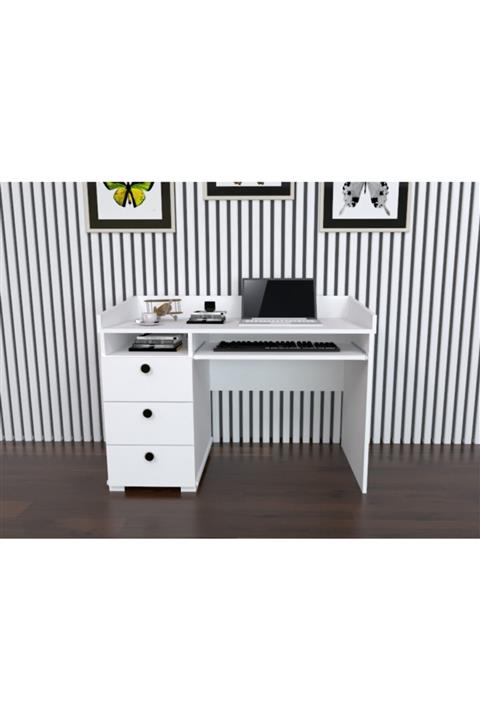DECOMECH Wes 3 Çekmeceli Çalışma Masası- Beyaz