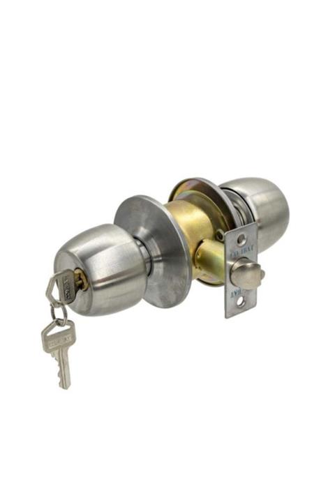 COMBAT Otel Tipi Topuzlu Oda Kapı Kilidi Anahtarlı Düğmeli