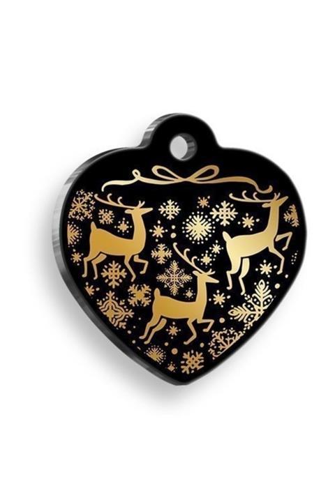 altın pati Christmas Serisi Blacked Kalp Kedi Ve Köpek Künyesi