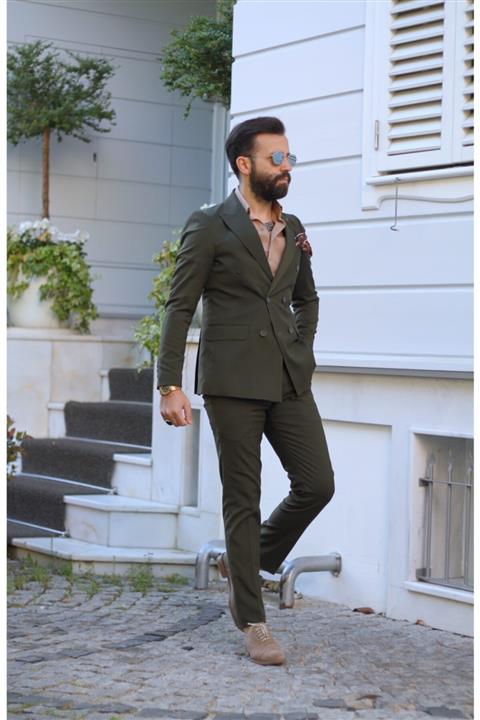 Fc Plus Erkek Slim Fit Kruvaze Takım Elbise