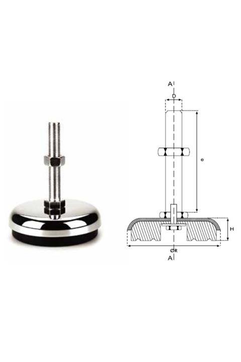 YİSA Çap:100 Civata Boyu:100 Civata:m-20 Tezgah Tamponu Bombeli Krom Kaplamalı-10 Ad.