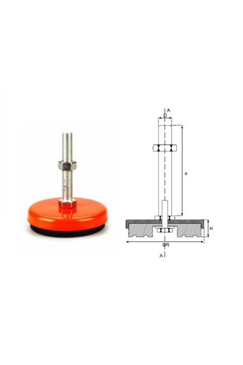 YİSA Çap:200 Civata Boyu:100 Civata:m-20 Tezgah Tamponu Düz Statik Boyalı-10 Ad.
