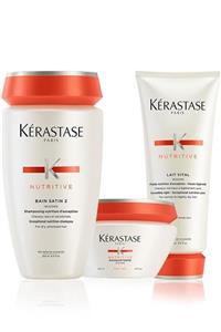 Kerastase Nutritive Irisome Şampuan 250 Ml + Kalın Maske 200 Ml + Lait Vital Krem 200 Ml