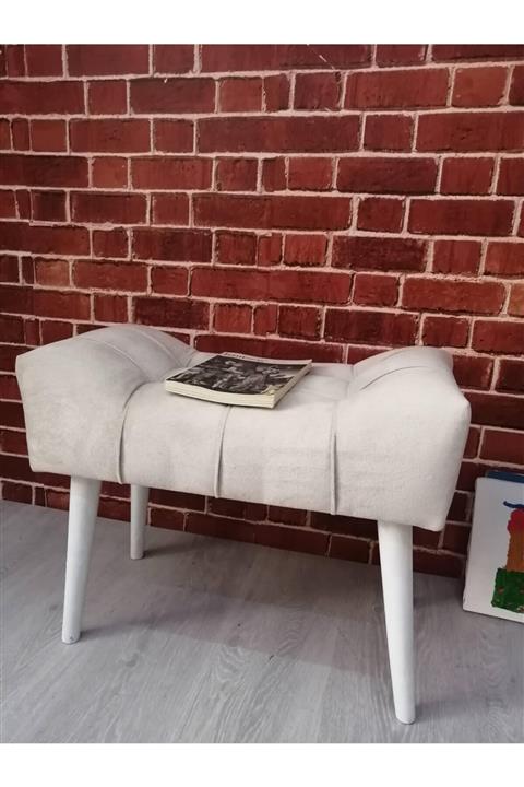 Arkın Ahşap Beyaz Ayak Puf Çima Dikişli, Spor Modern ,yeni Tasarım ,