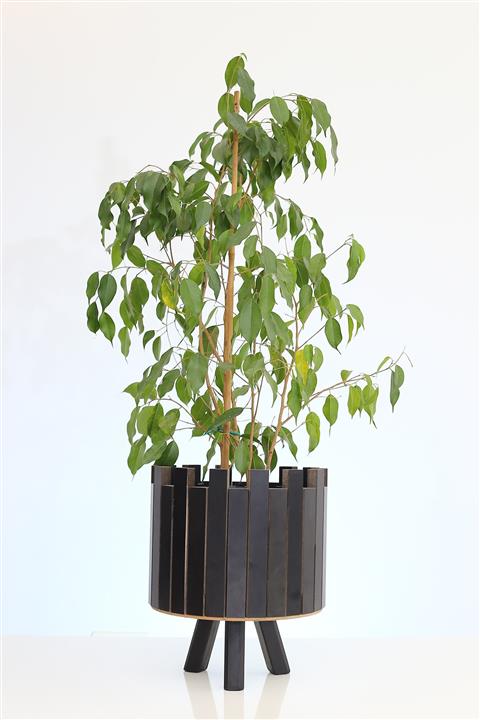 Hakan Mobilya Siyah Ahşap Kale Model Saksı Standı Büyük Dekoratif Çiçeklik Salon Ofis Balkon Bahçe Ahşap Saksılık