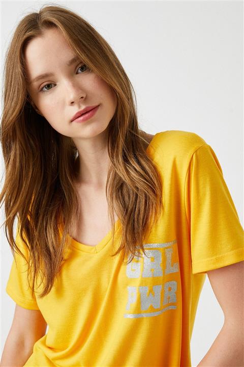 Koton Kadın / Kız Yetişkin Sarı T-Shirt