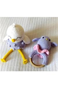 OYUNCAKPARK Sevimli Kuş Ve Çıngırak Amigurumi Organik Oyuncak