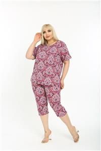 Dükkan Moda Kadın Pembe Karışık Büyük Beden Pijama Takımı