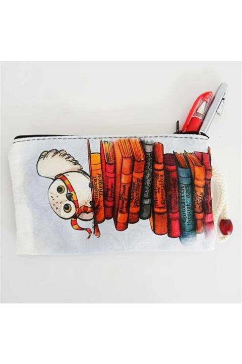 Hediye Deposu Ipli Baykuş Bez Cüzdan Kalemlik