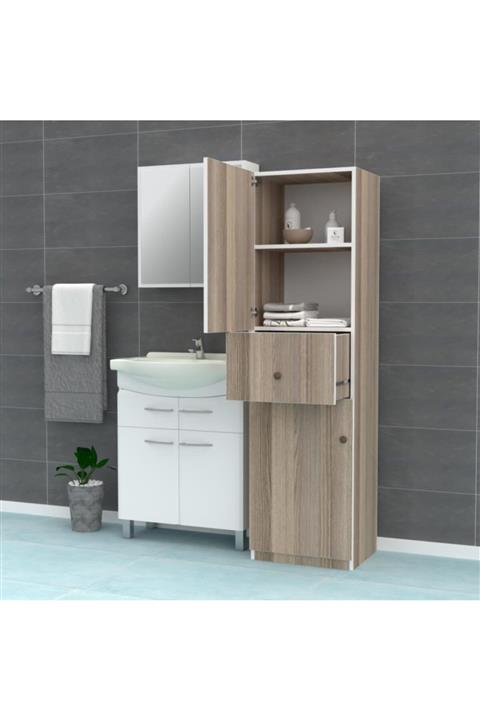 Kenzlife banyo dolabı rurik crd 180*050*40 hazır mutfak ofis dolabı kitaplık kapaklı raflı