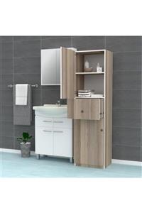 Kenzlife banyo dolabı rurik crd 180*050*40 hazır mutfak ofis dolabı kitaplık kapaklı raflı