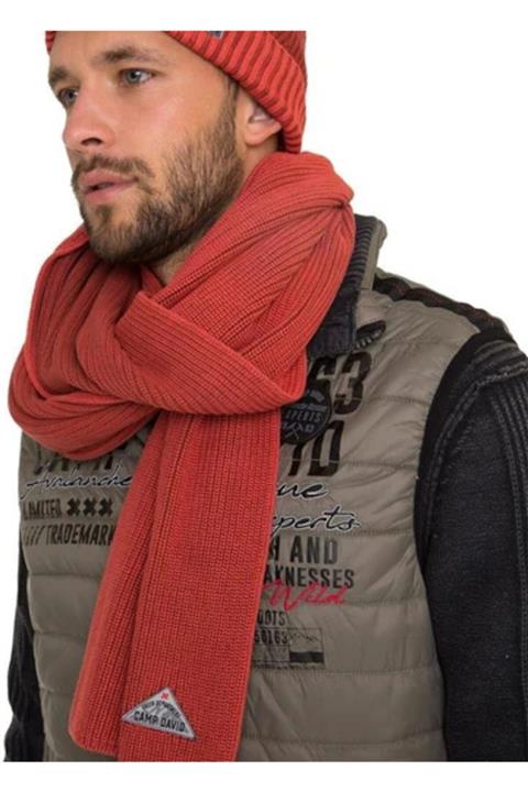 Camp David Light Red Örme Uzun Atkı